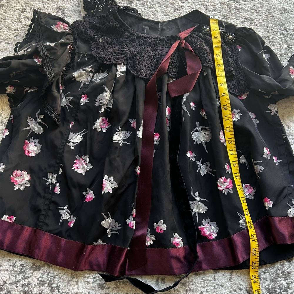 Marc Jacobs Black Pink Floral crochet oversized Blouse. Size 00 - Picture 12 of 13